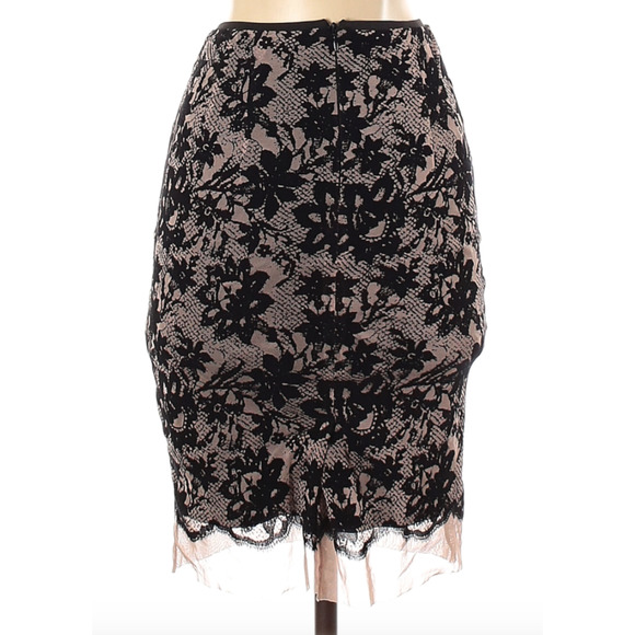 ZARA | Basic Skirt Black Mini XS Nude Mesh Floral - Picture 2 of 2